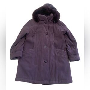 Vintage 80s/90s TanJay by Capital Garment Purple Coat with Fur Trim Size XS